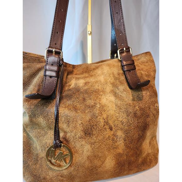 Michael Kors Suede Leather Tote Shoulder Bag adjustable strap MK Logo 2006 - Picture 2 of 16